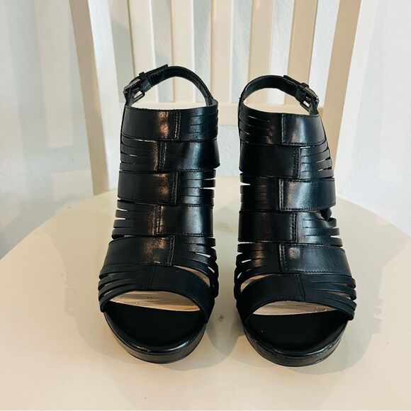 Franco Sarto Women's Meggie Black Heeled Strappy Sandals Sz. 10 M Leather Upper - Picture 2 of 12